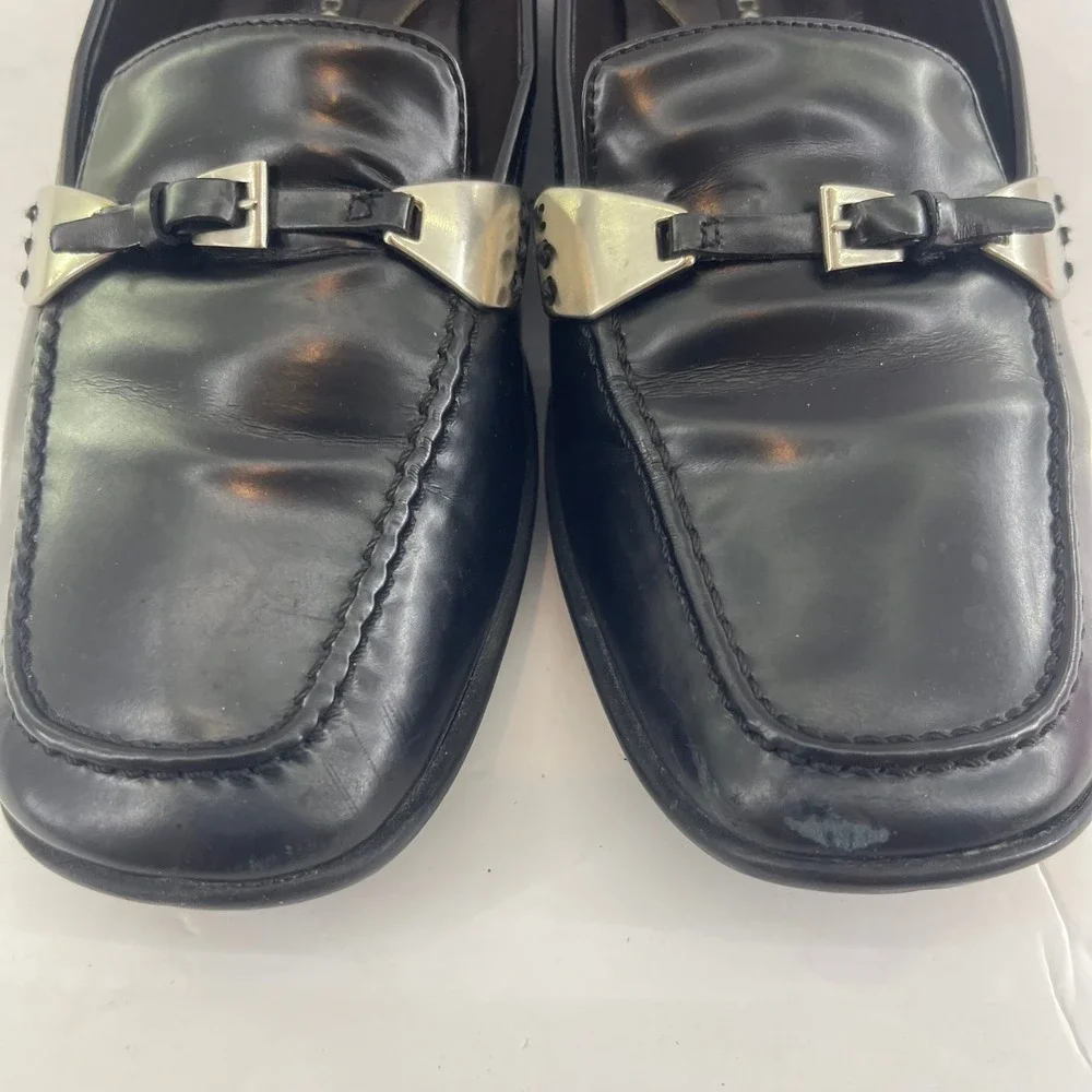 Sesto Meucci‎ Loafers Womens 7.5N Black Buckle Leather Driving Flats Chic